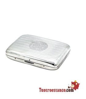 Estojo de cigarros metálico de marca para fumadores, com capacidade para 14 cigarros.