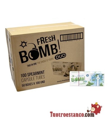 Tubos Fresh Bomb! Hierbabuena, 50 cajitas de 100 tubos (Cajón)