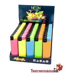 Accendino elettronico Fluo Buzz Neon, cassa da 50 accendini.