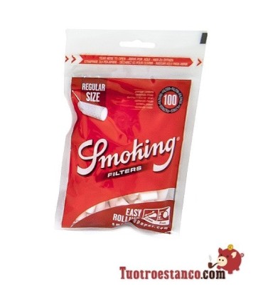 Filtros Smoking Regular 8 mm rojo, bolsita de 100 filtros
