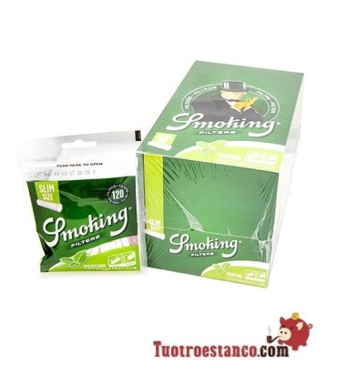 Filtros Smoking de Menta 6 mm, 10 bolsitas de 120 filtros