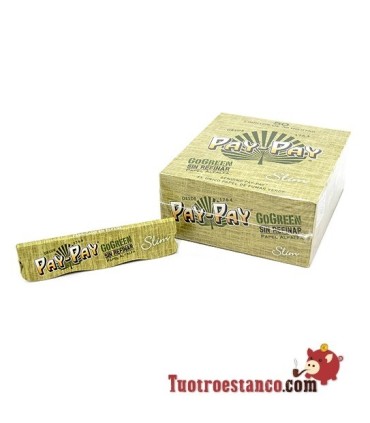 Papel Pay-Pay Alfalfa Verde Slim de 110 mm - 50 libritos de 32 hojas cada uno.