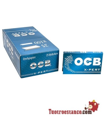Papel OCB Azul X-Pert Doble Ventana de 70 mm, 25 libritos.