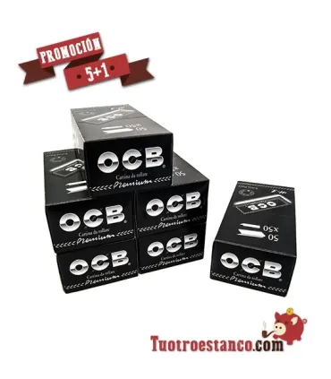 AKTION 5+1 Premium OCB-Papier 70 mm, 5 Hüllen + 1 kostenlos. Insgesamt 300 Broschüren.