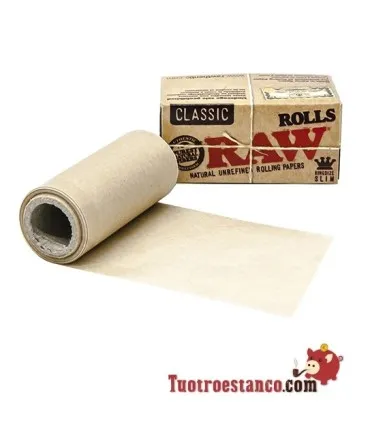 RAW-Papier King Size Slim Roll von 5 Metern.