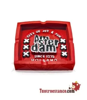 Amsterdamer Platz Roter Polyresin-Aschenbecher