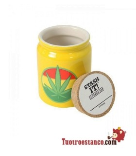 Bote Cerámica Hoja Rasta Amarillo 300 ml
