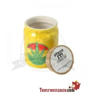 Rasta Yellow Ceramic Leaf Jar 300 ml
