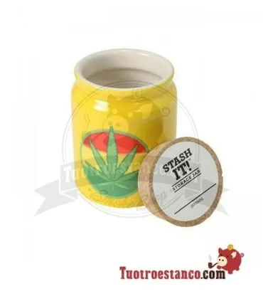 Rasta Yellow Ceramic Leaf Jar 300 ml