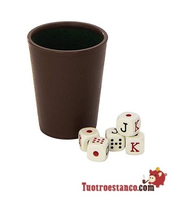 Cubilete + Dados Poker Fournier