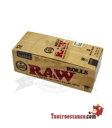 RAW-Papier King Size Rolle von 3 Metern, 12 Rollen