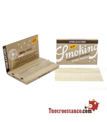 Papel Smoking Thinnest Brown Ultra Fino Doble Ventana 70 mm