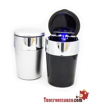 Cenicero Auto LED Argento e Nero