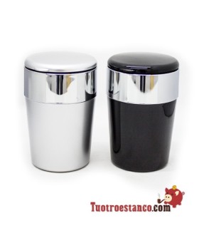 LED Autoaschenbecher Silber & Schwarz