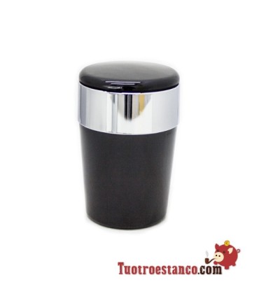 LED Autoaschenbecher Silber & Schwarz