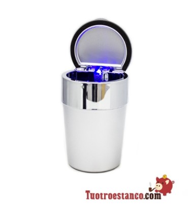 Cenicero Auto LED Argento e Nero