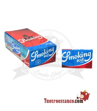 Papel  Smoking Azul Doble Ventana de 70 mm, 25 libritos de 120 papeles cada uno