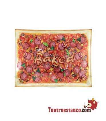 Plateau en verre pizza 16x12 cm