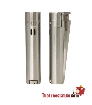 Clipper Métallique Jet Flame Argent + Boîtier clipper