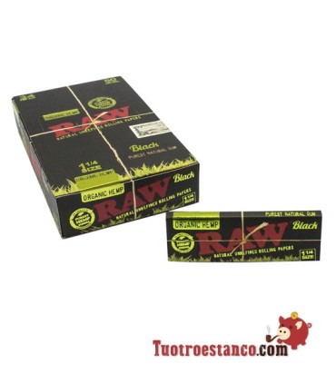 78 mm Noir Bio raw Papier Étui 1 1/4 - 24 livrets