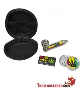 Tubo de vidro com caixa protetora + grelhas + moedor