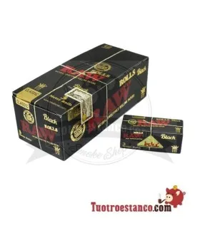 RAW Paper Roll SCHWARZ King Size 3 m - 12 Heftchen