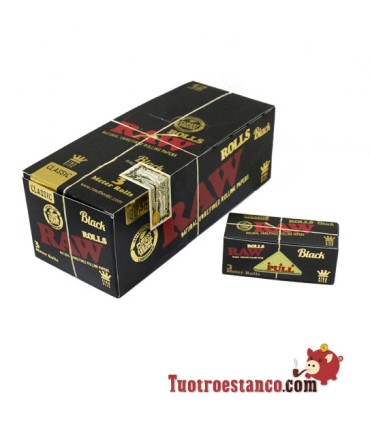 3 m BLACK King Size Roll RAW Paper - 12 booklets