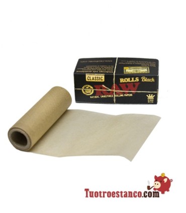 3 m BLACK King Size Roll RAW Paper - 12 booklets