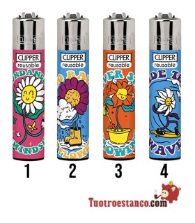 Mecheros Clipper - Colección Magic Mushrooms - Juego de 4 encendedores -  Recargables y re-Flintable - Incluye vitrina / soporte protector - Shrooms