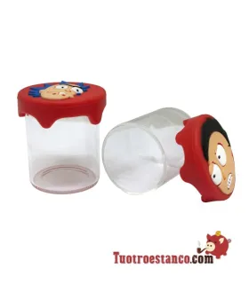 Frasco de vidro com tampa de silicone decorada 5 cm