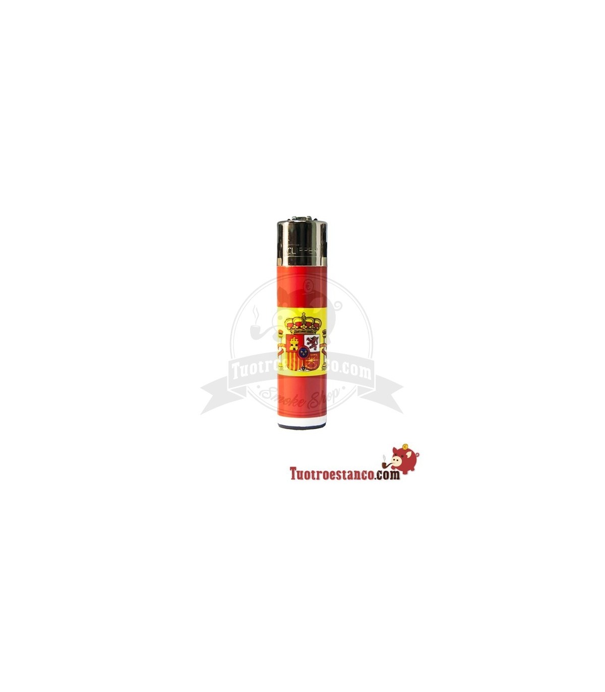 Nachfüllbares Feuerzeug Mit Spanischem Wappen – In Holzkiste Mit Flagge, Benzin, 5,5x3,7 Cm