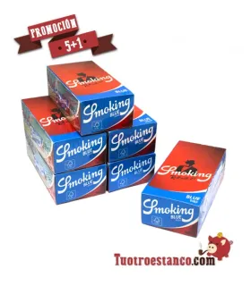 Blaues Smoking Doppelfensterpapier, 5 Hüllen + 1 Gratis - 150 Hefte