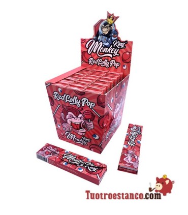 Estuche de papel Monkey King Size Red Lolly Pop + Filtros - 24 libritos