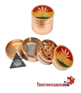 Moedor de metal Champ Leaf Rasta 4 partes 40mm