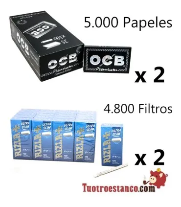 2 premium OCB DV 70mm + 2 Rizla 5.7mm filters