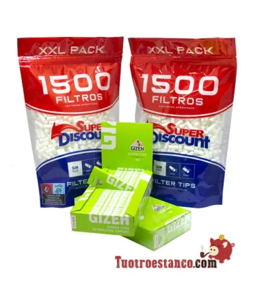 2 Cartine Gizeh da 78 mm + 2 sacchetti filtro SD 1500 da 6 mm