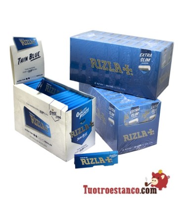 100 blaue rizla Broschüren 70 mm + 2 Filtergehäuse rizla 5,7 mm