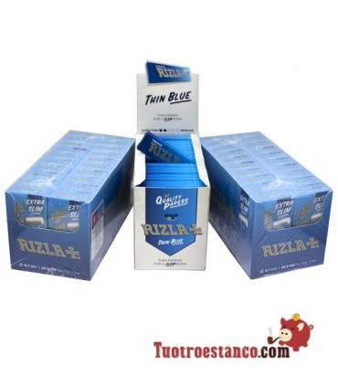 100 blaue rizla Broschüren 70 mm + 2 Filtergehäuse rizla 5,7 mm