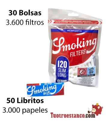 Smoking Azul 70mm + 30 Filtros Smoking 6mm LARGOS