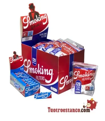 Smoking Azul 70mm + 30 Filtros Smoking 6mm LARGOS