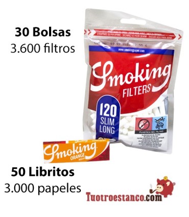 Smoking Laranja 70mm + Filtros Smoking 6mm DE COMPRIMENTO