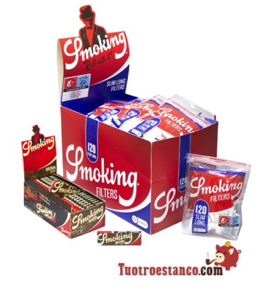 Smoking Brown 70 mm + 30 Filtros Smoking 6 mm LARGOS