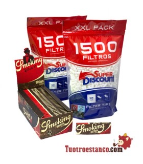 Smoking Brown 70mm - 50 libritos + 2 Bolsas SD 1.500 de 6mm