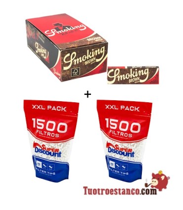 Smoking Brown 70mm - 50 libritos + 2 Bolsas SD 1.500 de 6mm