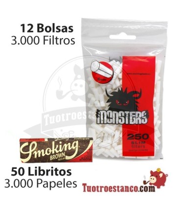 Smoking Filtri Marroni 70mm + 12 Monster 6mm