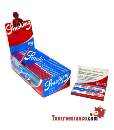 Papel Azul Smoking Janela Dupla 70 mm - 25 livretos