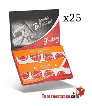 Papel Smoking Naranja Doble Ventana de 70 mm - 25 libritos