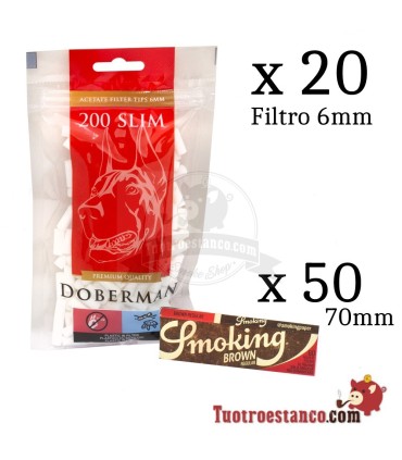 Smoking Brown 70mm + 20 Filtros Doberman 6mm