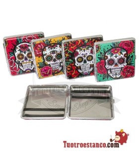 Champ Mex Skull and Flowers 20 sigarettenetui van sigarettenmetaal