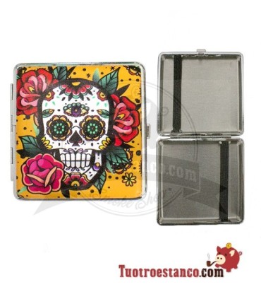 Champ Mex Crâne et Fleurs 20 cigarettes en métal